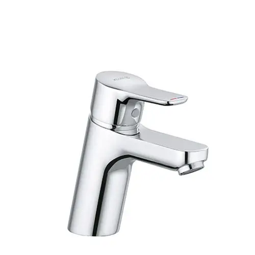 Waschtischarmatur in verchromter Ausführung von Kludi, mit einem einhebeligen Bedienhebel zur Regelung von Wasserfluss und Temperatur.